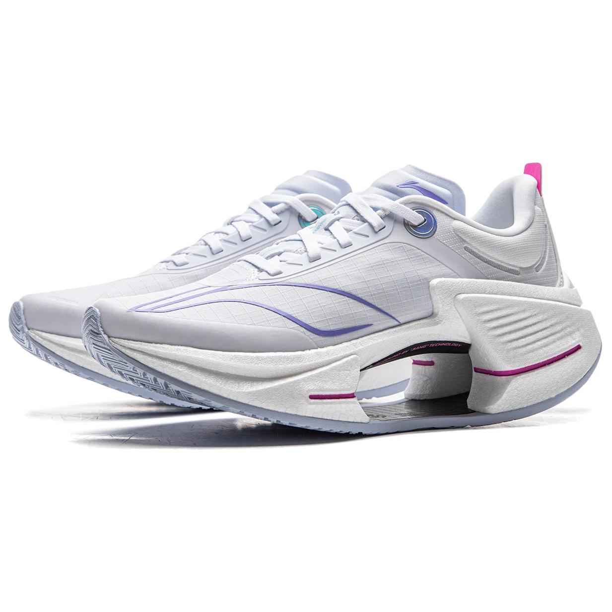 Li Ning Shadow 3 Essential Low top Li Ning, Light Rebound Technology Casual Racing Running Shoes Women’s White Purple