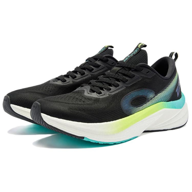 QIAODAN Flying Speed 3LITE Cushioning Slip Resistant Abrasion Resistant Low top Casual Running Shoes Men’s Black White