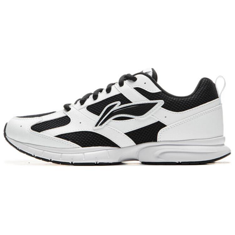 Li Ning Fabric Cushioning Slip Resistant Abrasion Resistant Breathable Low top Running Shoes Women’s White Black