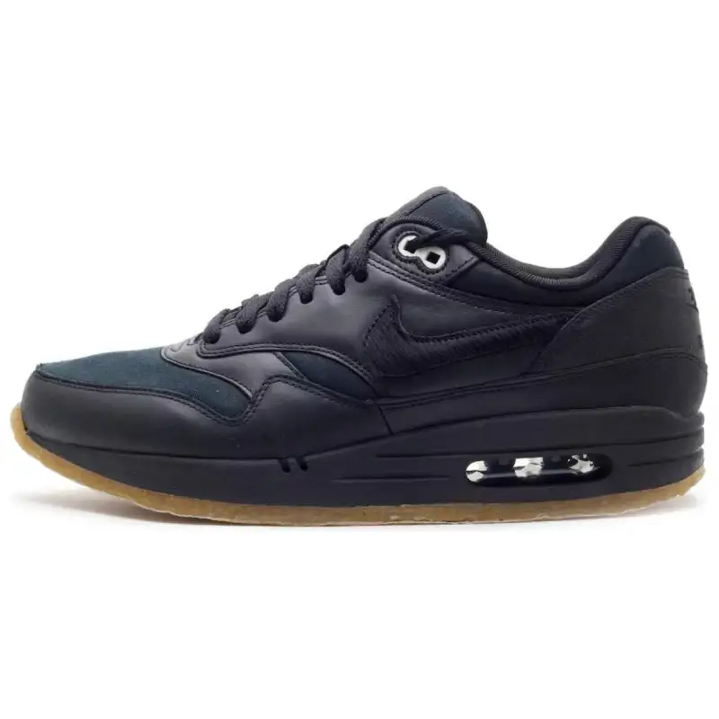 Nike Air Max 1 Cushioning, Wear Resistant Low top Running Shoes Men's Black