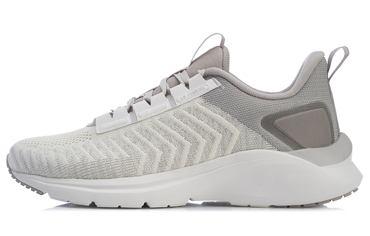 Li Ning Fabric Cushioning Slip Resistant Abrasion Resistant Lightweight Low top Running Shoes Unisex White Gray