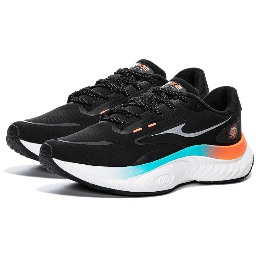 Erke Cushioning Slip Resistant Low top Casual Running Shoes Men’s Black Silver Blue