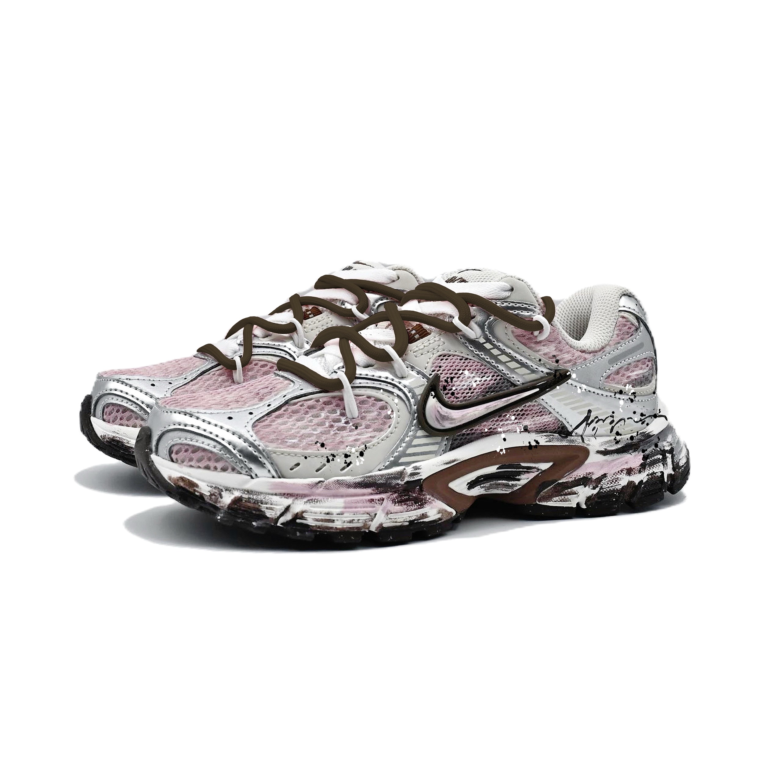 Nike V5 RNR Abrasion Resistant Low top Running Shoes Women’s Silver Pink