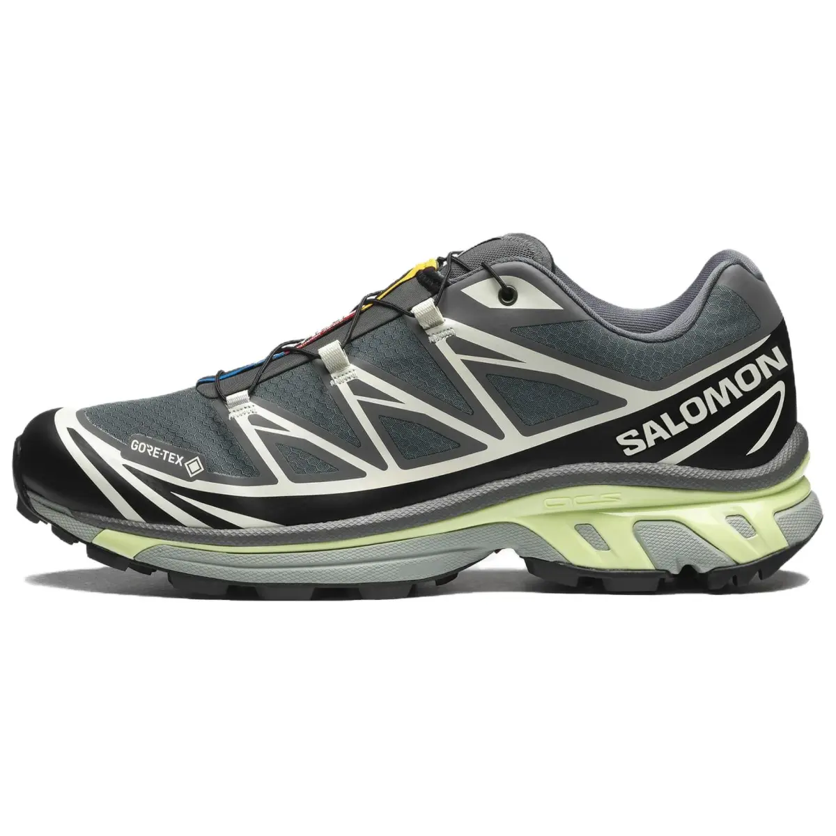 SALOMON XT 6 Waterproof Low top Running Shoes Unisex Urban Gray Black Lime Cream