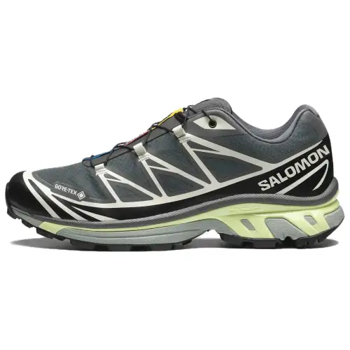 SALOMON XT 6 Waterproof Low top Running Shoes Unisex Urban Gray Black Lime Cream