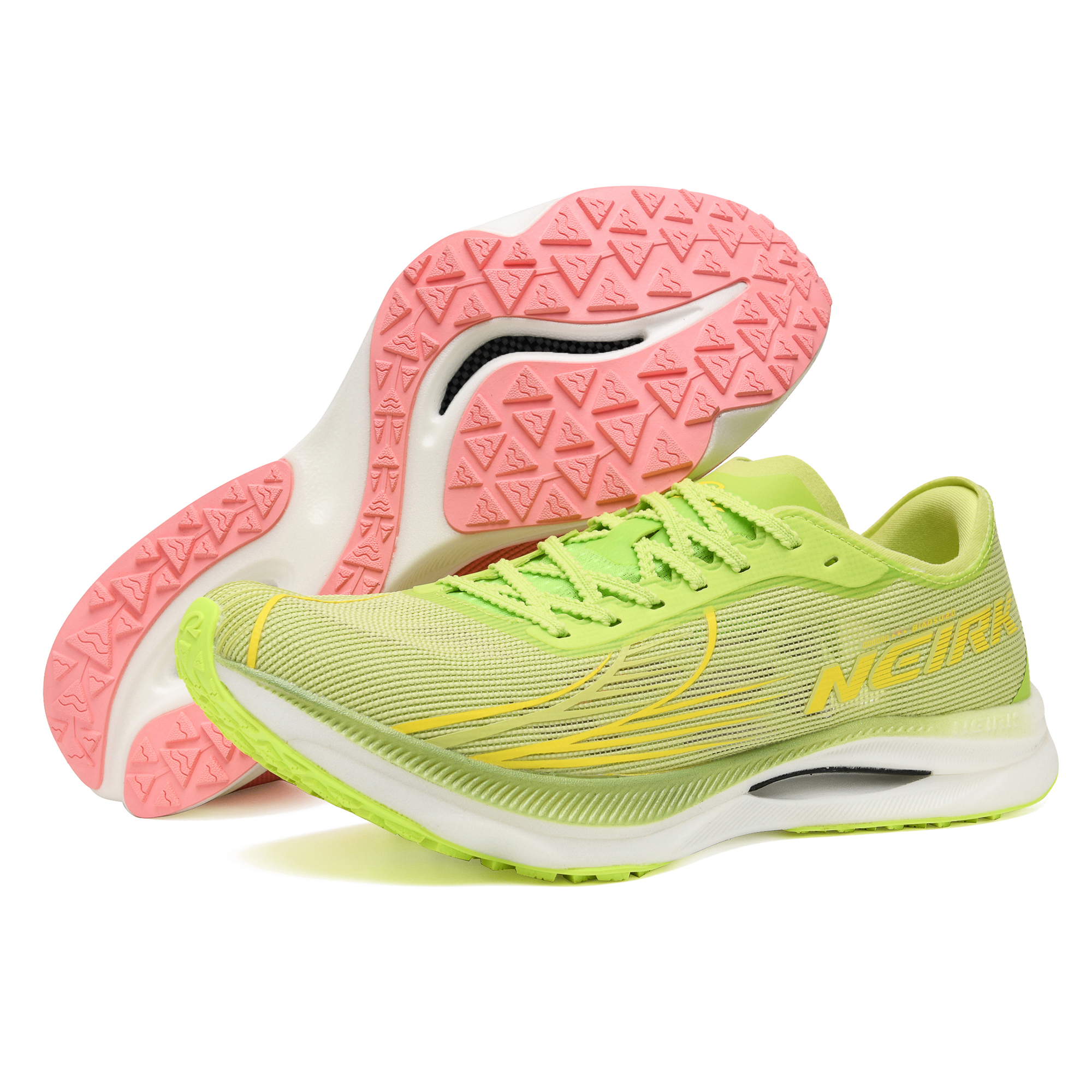 Neirk Low top Supercritical Foam Marathon Sprint Running Shoes Unisex Mismatched Peach Pink And Willow Green