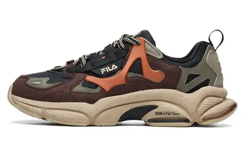 FILA FUSION Cushioning Abrasion Resistant Low top Running Shoes Men's Black Red