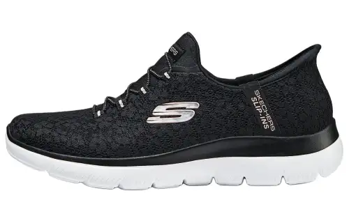 Skechers Hands Free Slip Ins Cushioning Abrasion Resistant Breathable Low top Running Shoes Women's Black