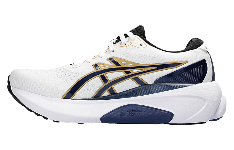 ASICS Gel-Kayano 30 comfortable cushioning arch support fabric synthetic leather shock-absorbing and breathable low-top marathon long-distance running shoes men's white blue