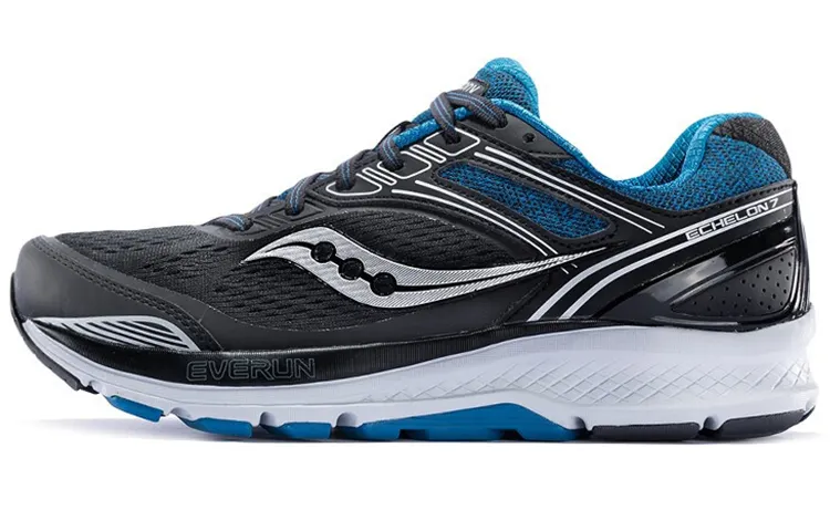 Saucony Echelon 7 Mesh Cushioning Slip Resistant Lightweight Low top Running Shoes Men's Black Blue