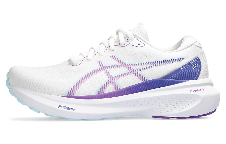 ASICS Gel-Kayano 30 Comfortable Sports Arch Support Textile Synthetic Leather Shock Absorbing Wear-Resistant Breathable Low-top Marathon Long Distance Physical Test Running Shoes Women's White Purple