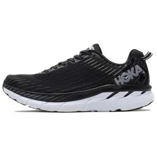 HOKA ONE ONE Clifton 5 Cushioning Slip Resistant Abrasion Resistant Breathable Low top Running Shoes Men's Black White