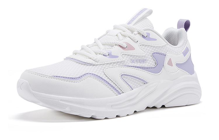 XTEP Cushioning Slip Resistant Abrasion Resistant Breathable Lightweight Low top Running Shoes Women's White Cyan Pink