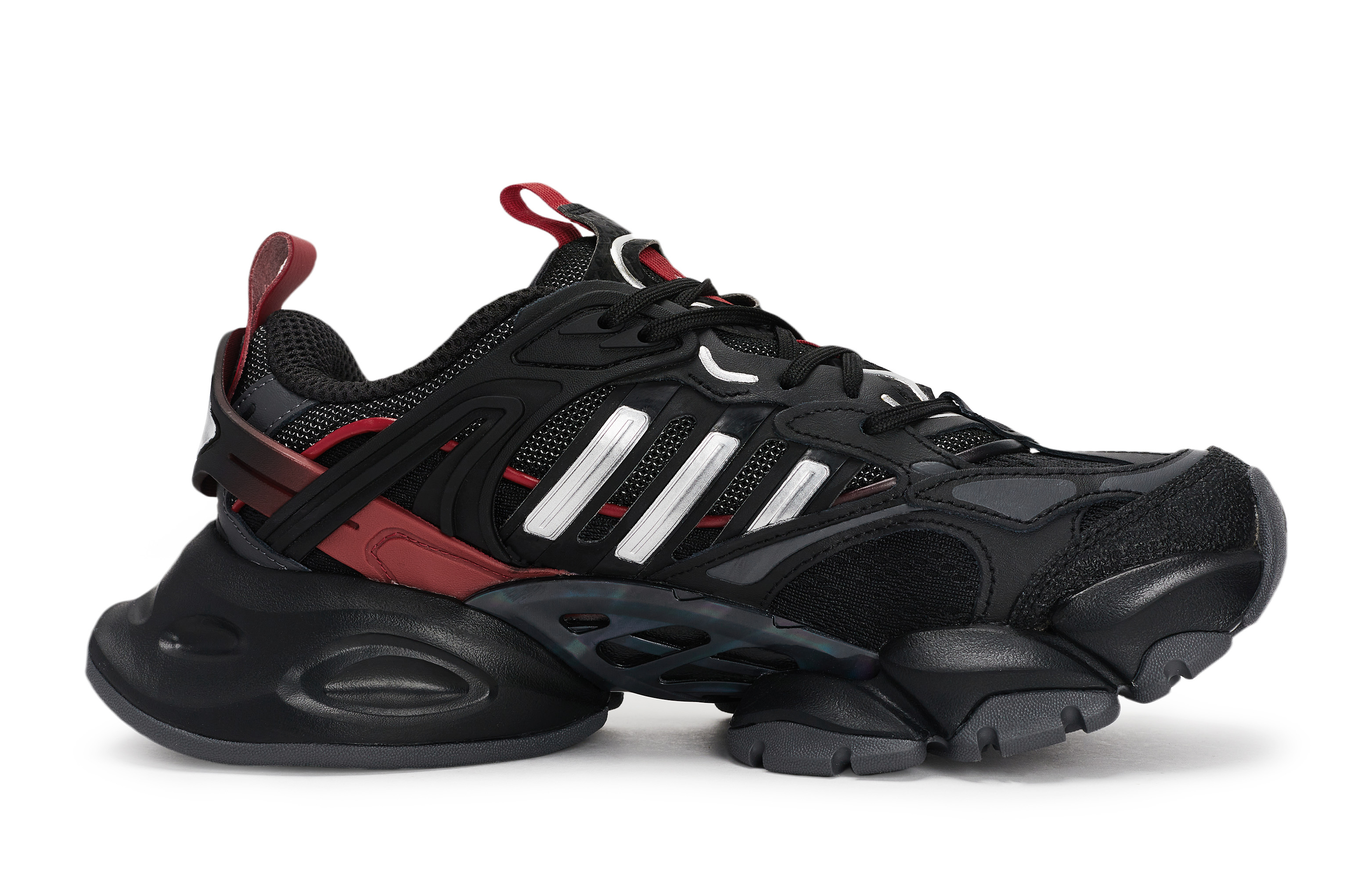 Adidas XLG RUNNER DELUXE Slip Resistant Abrasion Resistant Low top Running Shoes Unisex Black Red Silver