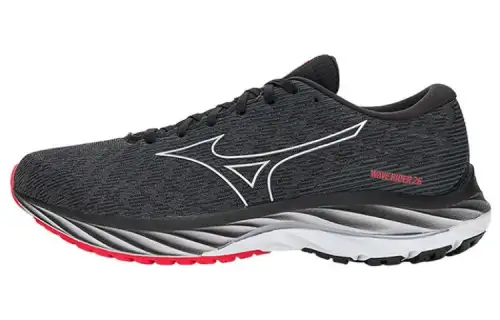 Mizuno Wave Rider 26 Lace Up Slip Resistant Abrasion Resistant Low top Running Shoes Unisex Black Red