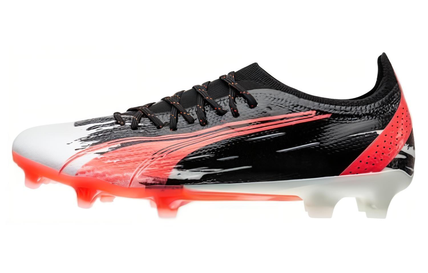 PUMA Ultra Ultimate Soccer Shoes Unisex Low Top White Black Red