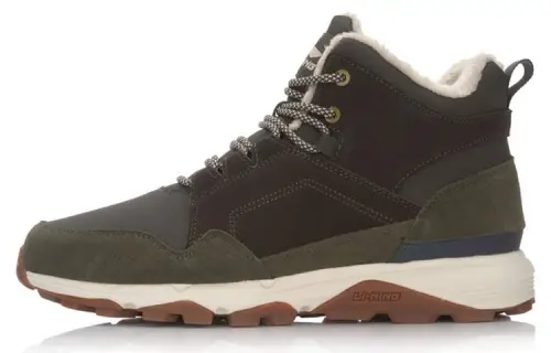 Li Ning Slip Resistant, Abrasion Resistant, Thermal Mid top Running Shoes Men's Withered Pine Green