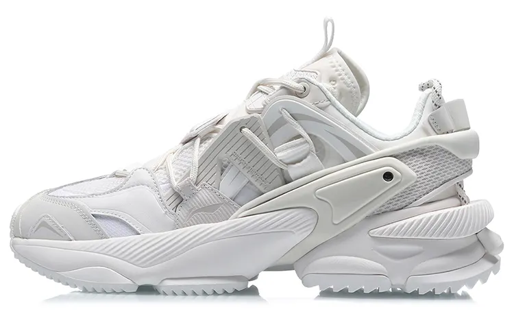 Li Ning Nebula Cushioning Slip Resistant Abrasion Resistant Breathable Low top Casual Shoes Men's White