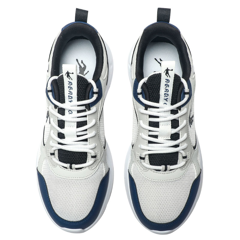 QIAODAN Slip Resistant And Breathable Low top Casual Running Shoes Men’s White Gray Blue