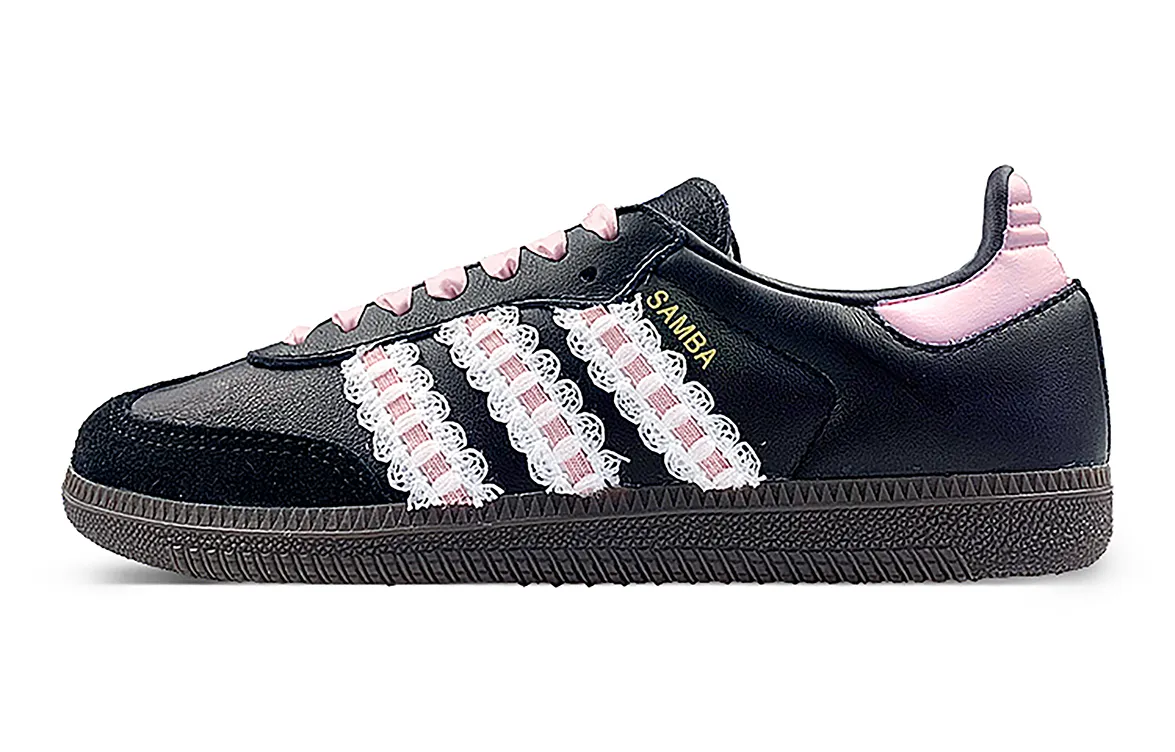 Adidas Originals SAMBA OG Abrasion Resistant Low top Skateboard Shoes Unisex Black Pink