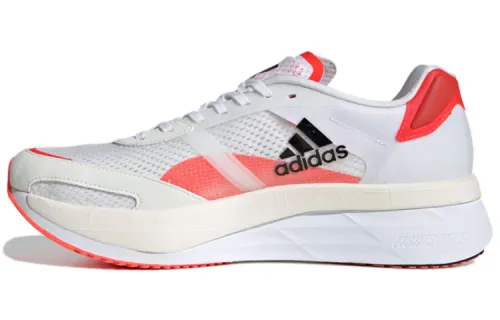 Adidas Adizero Boston 10 training and racing professional fabric shock-absorbing wear-resistant breathable low-top carbon plate running shoes men's white orange black