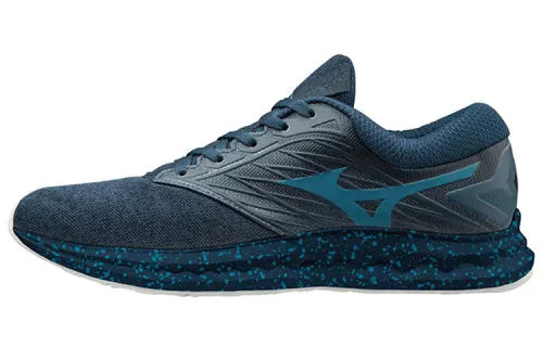 Mizuno Mesh, Textile Cushioning Abrasion Resistant Breathable Rebound Low top Running Shoes Unisex Dark Blue