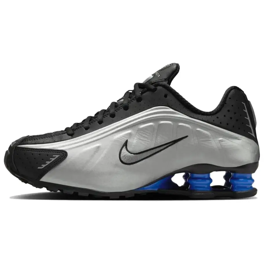 Nike Shox R4 Synthetic Leather, Leather Low top Casual City Commuting Running Shoes Women's Silver Black