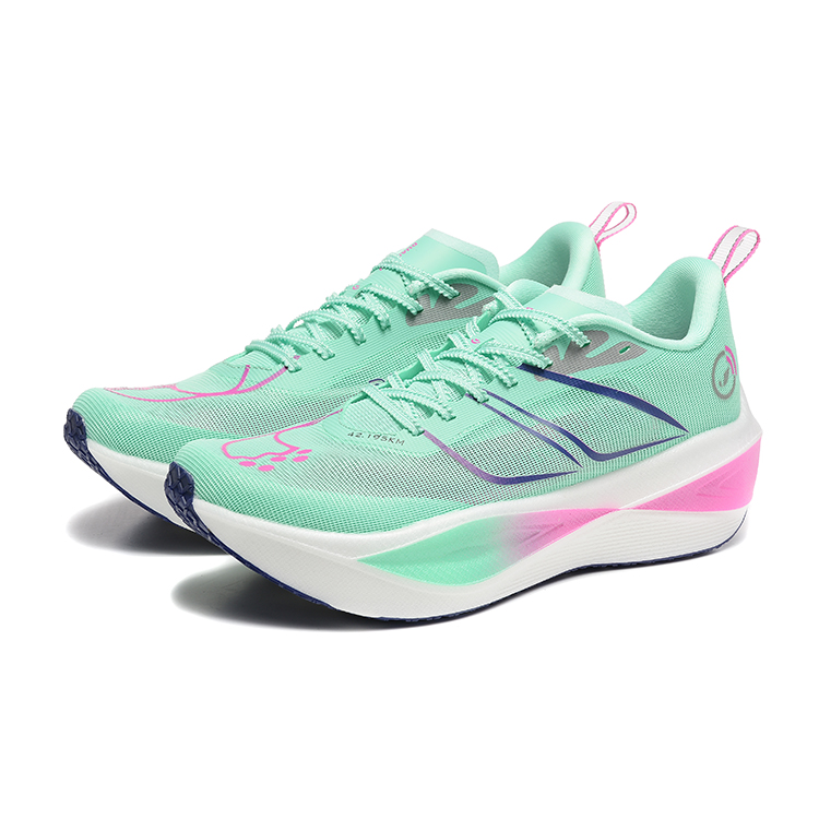DUANGOU Cushioning Slip Resistant Abrasion Resistant Low top Sports Running Shoes Unisex Green/Lotus Pond Nighttime