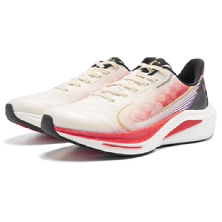 QIAODAN Infinity 7.0 Abrasion Resistant Breathable Rebound Low top Casual Sprint Running Shoes Men’s White Red