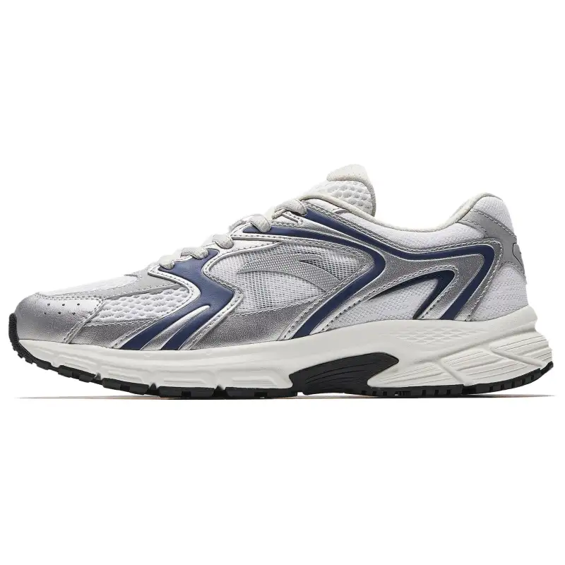 Anta Height Increasing Lightweight Breathable Low top Casual City Commuting Running Shoes Women's White Silver Blue
