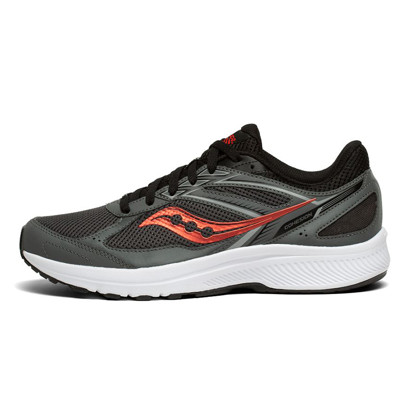 Saucony Cohesion 14 Mesh Cushioning Slip Resistant Abrasion Resistant Low top Running Shoes Men’s Gray Black Standard M