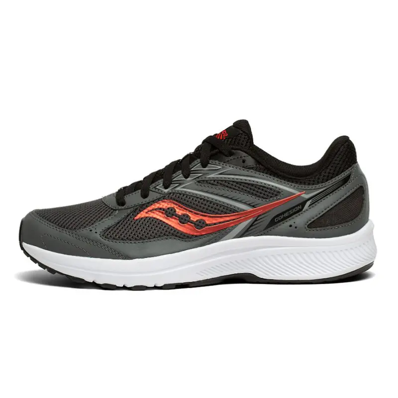 Saucony Cohesion 14 Mesh Cushioning Slip Resistant Abrasion Resistant Low top Running Shoes Men's Gray Black Standard M