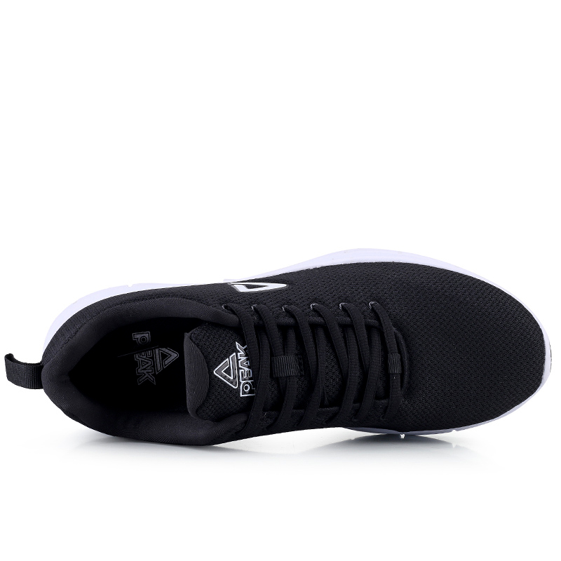 PEAK Fabric Cushioning Breathable Lightweight Low top Running Shoes Men’s Black White