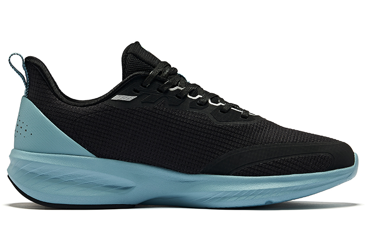 Erke Cushioning Breathable Low top Sprint Running Shoes Men’s Jet Black Nordic Blue
