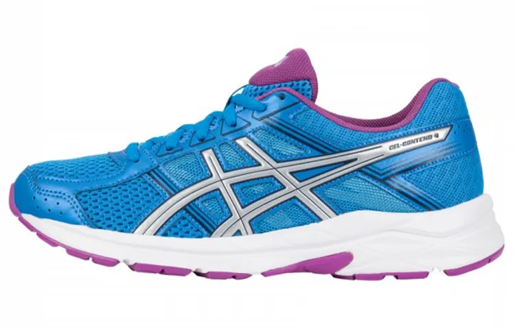 ASICS Gel Contend 4 Lace Up Abrasion Resistant Breathable Low top Running Shoes Women's Blue Purple D Width