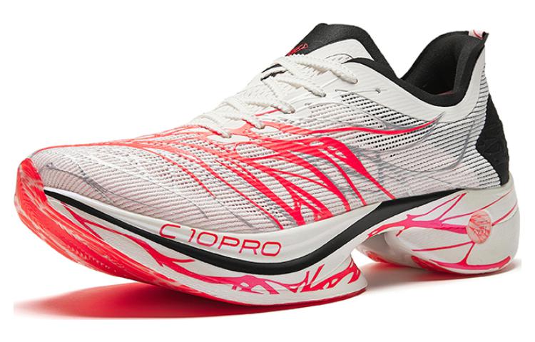 Anta C10 Pro Fabric Cushioning Slip Resistant Low top Nitrogen Technology Marathon Racing Running Shoes Men’s White Red