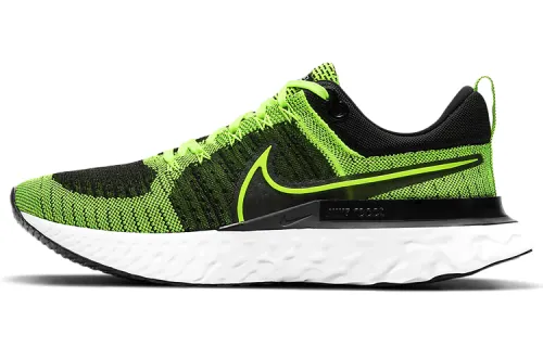 Nike React Infinity Run Flyknit 2 Flywire braiding Sports Mesh fabric anti-slip wear-resistant breathable and lightweight Low top Marathon running shoes Men's black, white and green