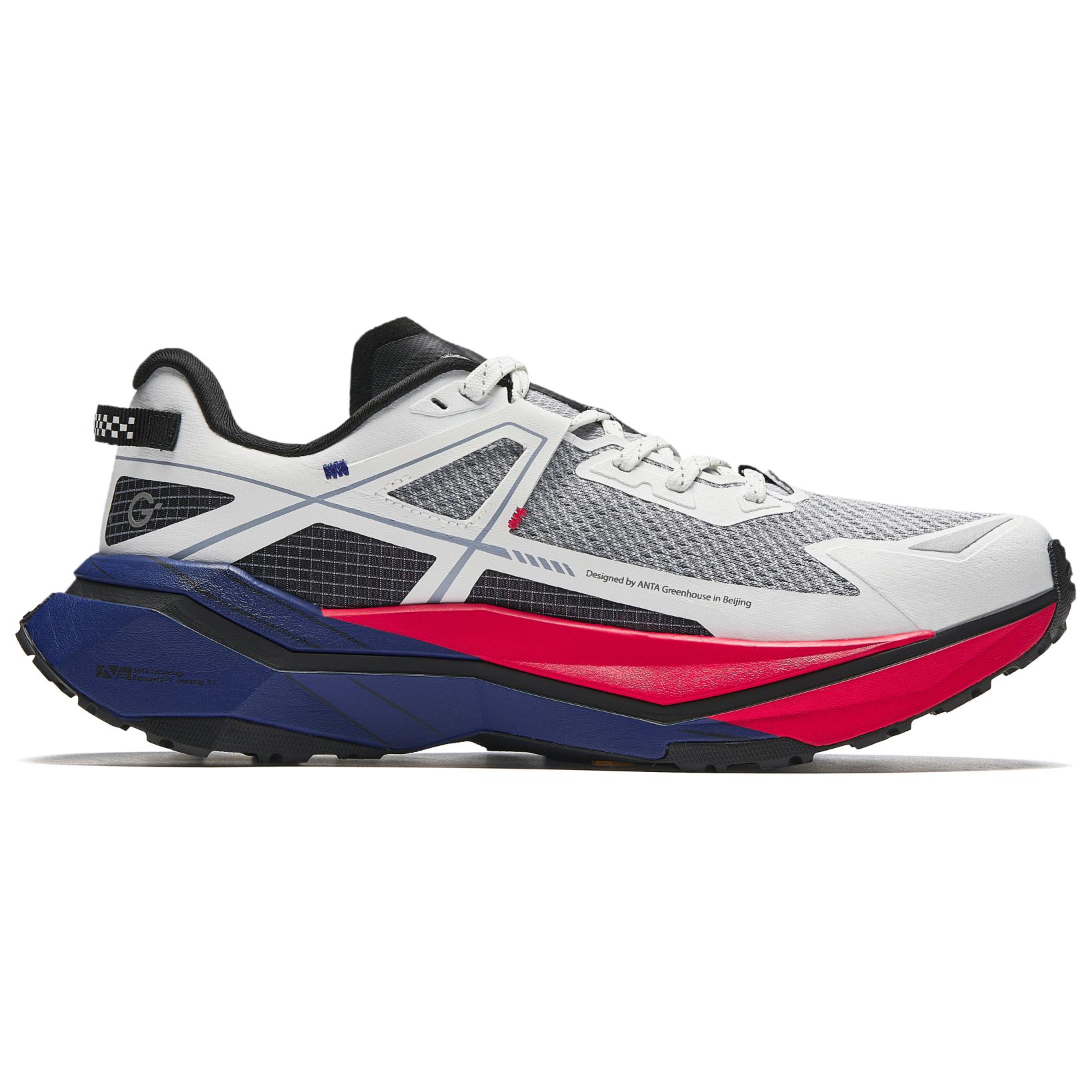 Anta Abrasion Resistant Breathable Low top Carbon Plate Running Shoes Men’s White Blue Red