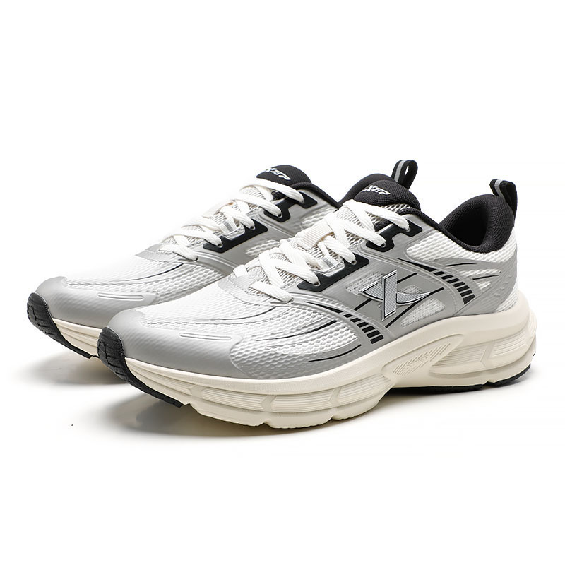XTEP Cushioning Breathable Support Cushioning Breathable Support Low top Casual Running Shoes Men’s Silver Sail White