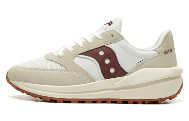 Saucony JAZZ RENEW Anti-Slip Wear-Resistant Breathable Coverage Low-Top Casual Shoes Unisex White Maroon