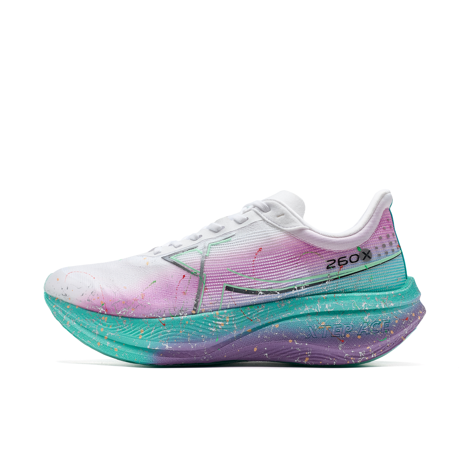 XTEP 260X 1.0 Abrasion Resistant Support Low top Carbon Plate Running Shoes Men’s White Purple