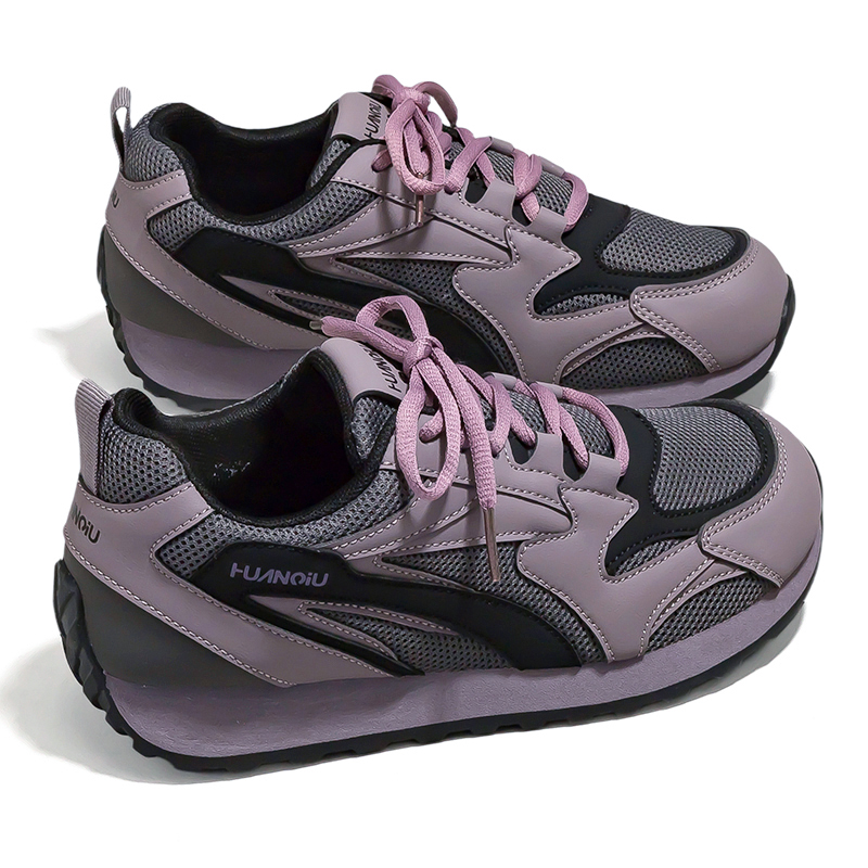 HUANQIU Slip Resistant Abrasion Resistant Support Low top Casual Running Shoes Women’s Gray Purple