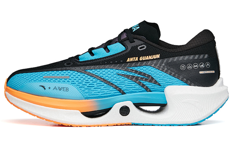 ANTA Hao Rise 1 Running Shoes Men's Low Top Blue/Fluorescent Glaze Orange/Black