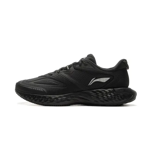 Li Ning Cloud Shield Fabric Slip Resistant Abrasion Resistant Low top Running Shoes Men's Black