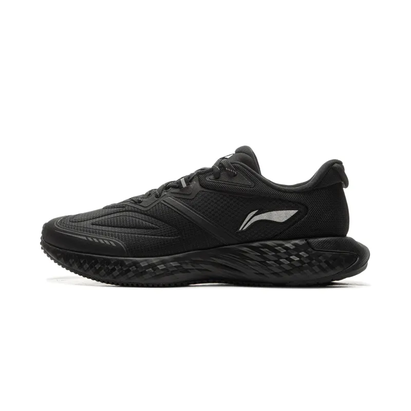 Li Ning Cloud Shield Fabric Slip Resistant Abrasion Resistant Low top Running Shoes Men's Black