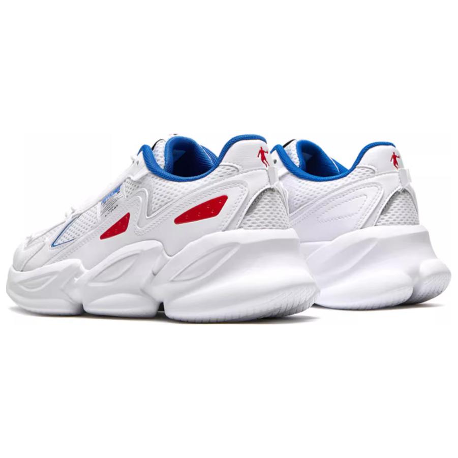 QIAODAN Comfortable Slip Resistant Abrasion Resistant Low top Running Shoes Men’s White Blue Red