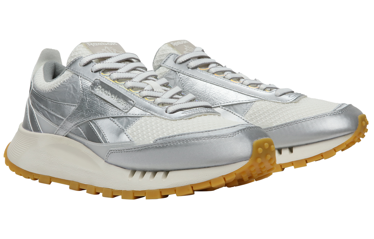 Reebok Abrasion Resistant Low top Casual Running Shoes Unisex Silver Gray