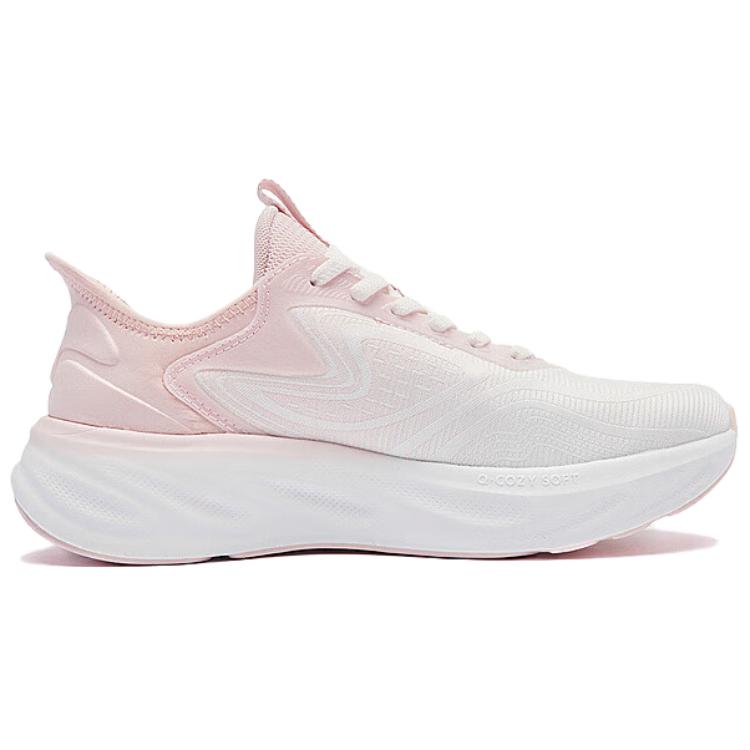 QIAODAN Cushioning Abrasion Resistant Lightweight Low top Instant Wear Technology Running Shoes Women’s White Pink