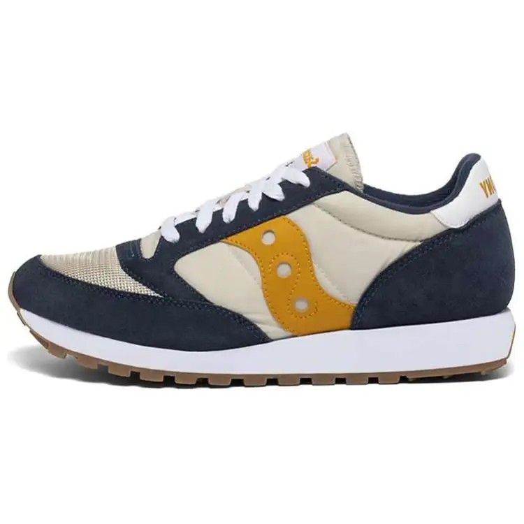 Saucony Jazz Original Slip Resistant, Abrasion Resistant, Breathable Low top Athletic Shoes Men's Blue Yellow Gray
