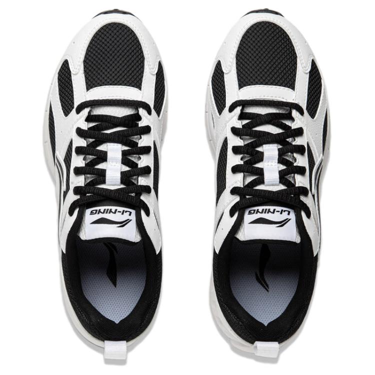 Li Ning Fabric Cushioning Slip Resistant Abrasion Resistant Breathable Low top Running Shoes Women’s White Black